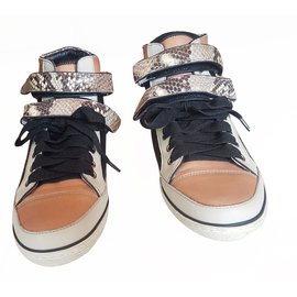 Baskets Bobby Maje en cuir et faux python Multicolore