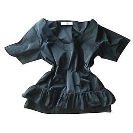 Stella Mc Cartney Stella McCartney Blouse Noire à Volants en Polyester Taille 38 Noir