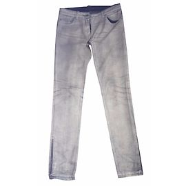 Balenciaga Grey Waxed Denim Jeans Grey