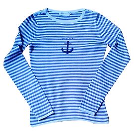 Autre Marque Blanc Bleu Jersey de algodón azul con rayas Azul