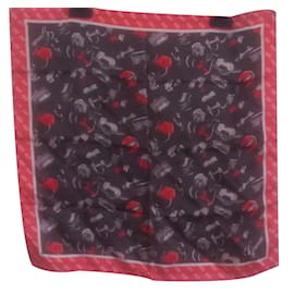 Lenço de seda Guess Cinza e Vermelho Multicor