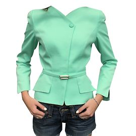 Color menta raro! vendimia  80s thierry mugler con cinturón chaqueta de avant garde Verde