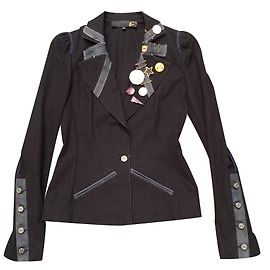 Blazer Just Cavalli Blu Notte Gessato Cotone Blu