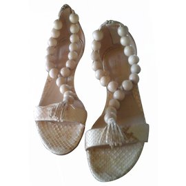 Sergio Rossi Python Sandalen Beige Größe 39 Beige