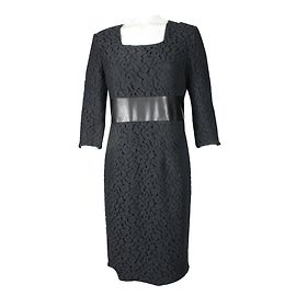 Apostrophe Schwarzes Baumwollkleid mit Spitze Schwarz