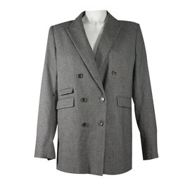 Sandro Houndstooth Blazer Grey Grey