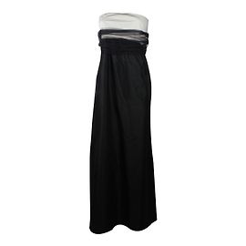 Autre Marque Annexe Strapless Silk Dress Black and White Black