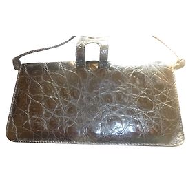 Pochette Charles Jourdan Vintage Années 80 Cuir Chevreau Gris Made In France - Occasion