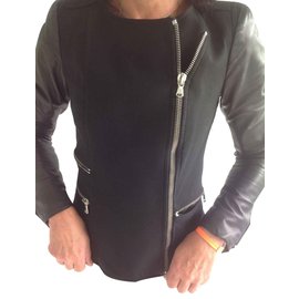 Maje Lederjacke Schwarz Größe 36 Schwarz