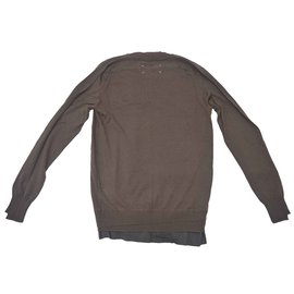 Maison Martin Margiela-Maison Martin Margiela Lana wool double layered V neck Jumper-Brown