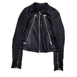 Maison Martin Margiela chaqueta de cuero con cremallera negra Negro