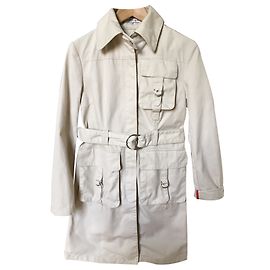 Casaco estilo trench Les Petites em algodão bege e vermelho Bege