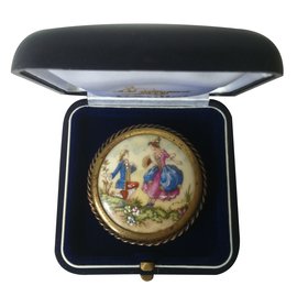 Autre Marque-Broche vintage porcelaine de limoges - début xx siècle-Multicolore