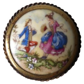 Autre Marque-Broche vintage porcelaine de limoges - début xx siècle-Multicolore