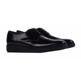 Prada-Prada mens shoes derby lace up black leather shoes nwt-Black