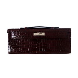 Hermès Pochette hermes kelly crocodile Bordeaux