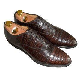 Church's-Church's mens shoes crocodile leather lace up brown shoes-Brown