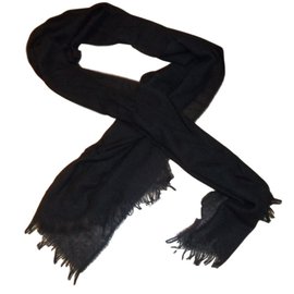 Malo-Malo pure  black cashmere scarf-Black