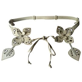 Ceinture Miu Miu en cuir crème fleurs Crème