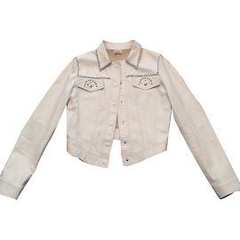 Autre Marque Giacca PELLE D'ASINO in pelle bianca con borchie Bianco