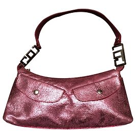 Sac à main Giancarlo Paoli en cuir rose métallisé craquelé Rose