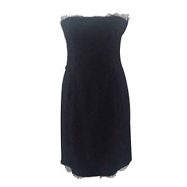 Yves Saint Laurent Trägerloses Kleid aus schwarzer Spitze Schwarz
