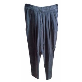 Maje Calça Harem de Seda Azul Cinza Azul