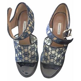 Carven Silk Sandals Blue Size 37 Blue