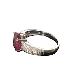 Autre Marque-Rubi natural e anel de diamante-Rosa