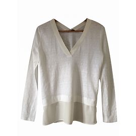 Top Sandro en lin et soie blanc Blanc