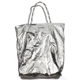 Lanvin-Paper Bag Silver-Silvery