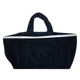 Chanel-Grand sac shopping plage chanel coton épais-Noir
