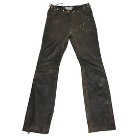 Christian Dior-Leather Pants-Brown