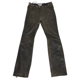 Christian Dior Calça de couro Marrom