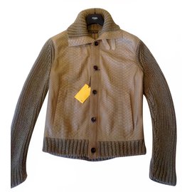 Fendi-Blazers Jackets-Khaki