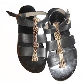 Bel Air Black Leather Sandals Size 38 Black