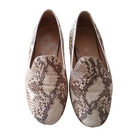 Autre Marque Maripe Snake Print Leather Mules Beige Beige