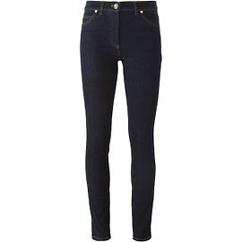 Vaqueros pitillo bordados con insignia de Versace Medusa Azul