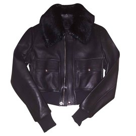 Givenchy leather jacket with fur IT38 Black
