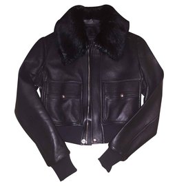 Givenchy-Lederjacke mit Pelz IT38-Schwarz