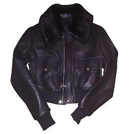 Givenchy Veste en cuir et fourrure Noir