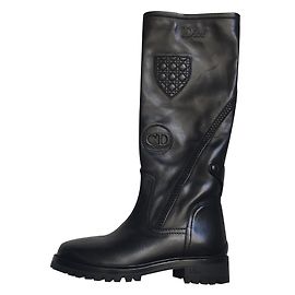 Christian Dior Black Leather Boots Black