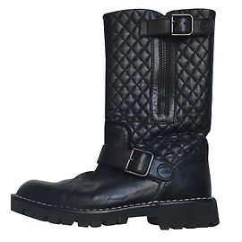 Chanel Lederstiefel Schwarz Größe 35 Schwarz