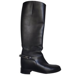 Christian Louboutin Black Leather Boots 35 Black