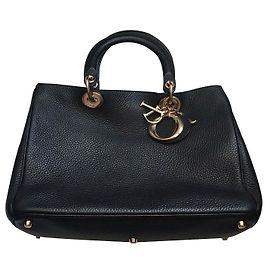 Christian Dior Diorissimo Black Leather Handbag Black