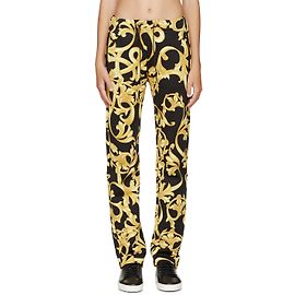 Versace Pantalon negro y dorado Negro
