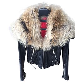 Dsquared2 Cappotto collo di pelliccia Nero