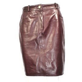 Céline Jupe cuir Prune