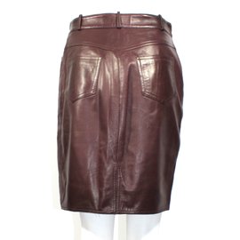 Céline-Leather skirt-Prune
