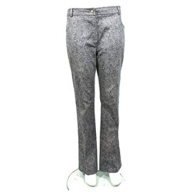 Christian Dior Pantalones Rectos de Algodón Gris Gris